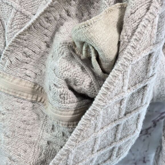 Aran Crafts Wool Sweater Womens Large Cardigan Hooded Oversized Fisherman Vtg - Picture 9 of 13